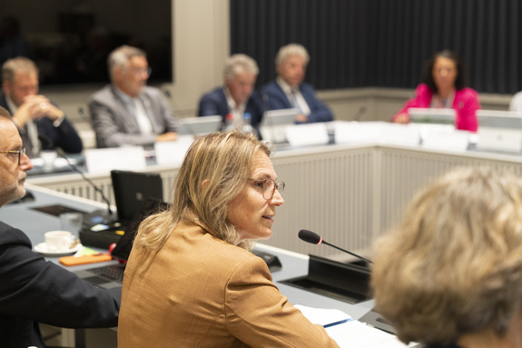 Minister Boekholt-O'Sullivan tijdens kennismaking met de commissie I&W/VRO